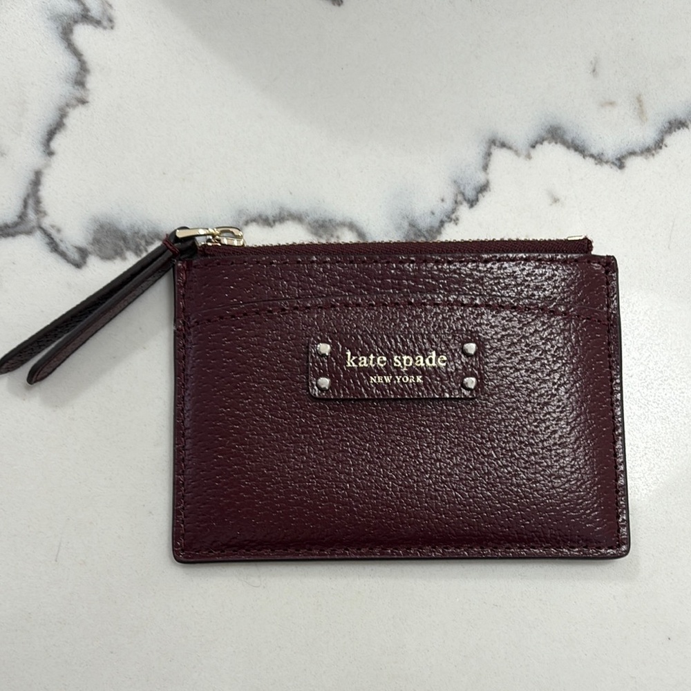 Kate Spade Burgundy Leather Card Holder